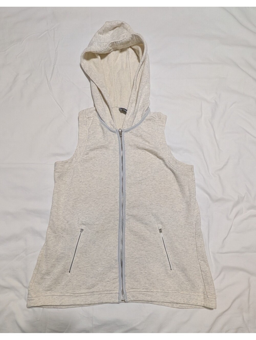 Athleta Lotus Lightweight Hoodie Vest Gray Heathered Sleeveless Zip Up Small